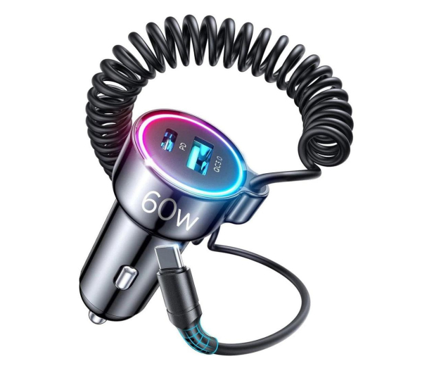 JoyRoom Szybka ładowarka samochodowa 3w1 kabel USB Typ C 1,6m 60W 6941237172860 - 1257686 - zdjęcie